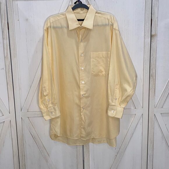 Burberry London Men's Canary Yellow Button Down Dress Shirt Size 17 1/2 34 - Picture 3 of 10